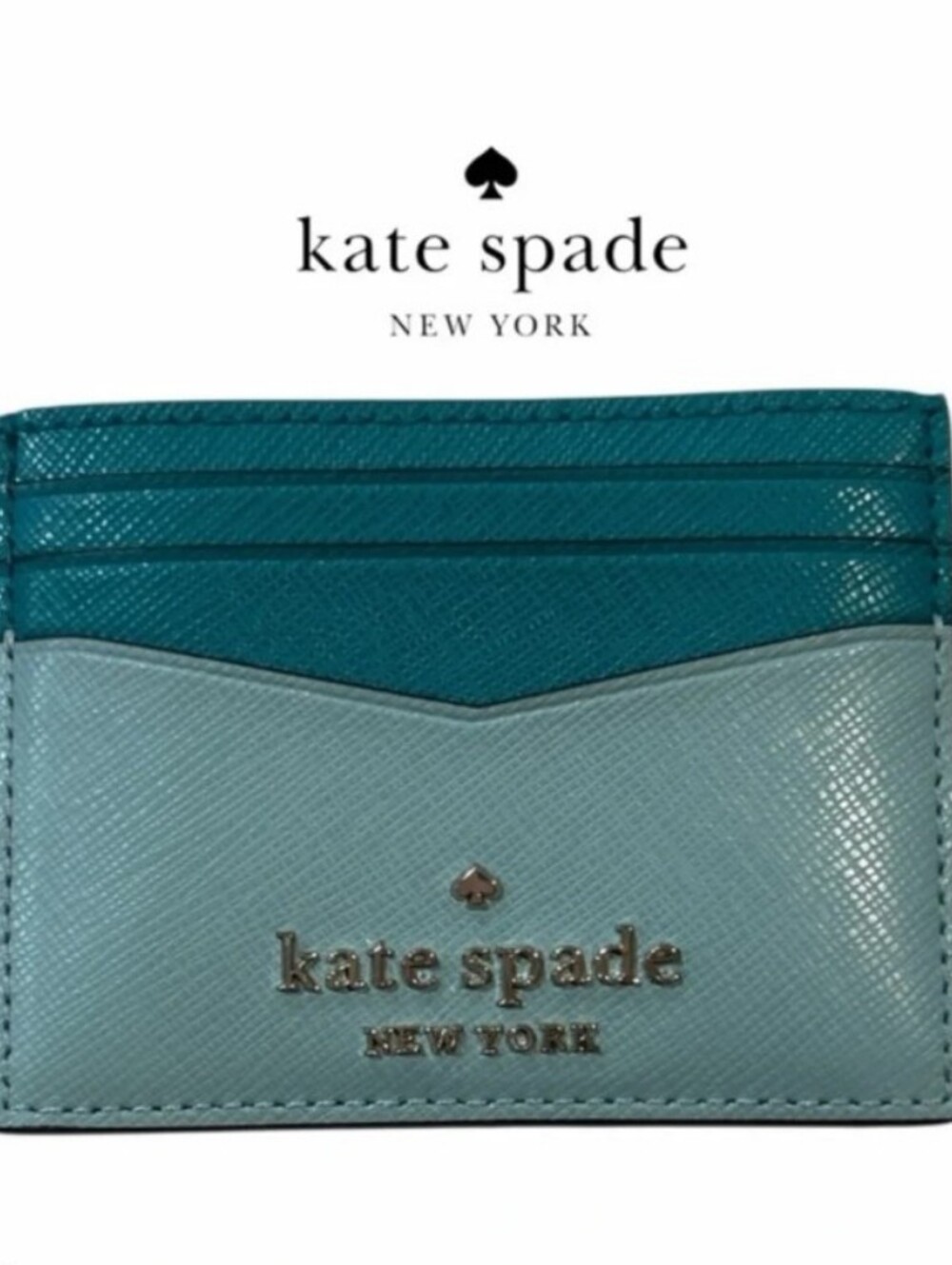 Kate Spade-Staci Slim Two-Tone Cardholder (Teal-Blue)💚🩵